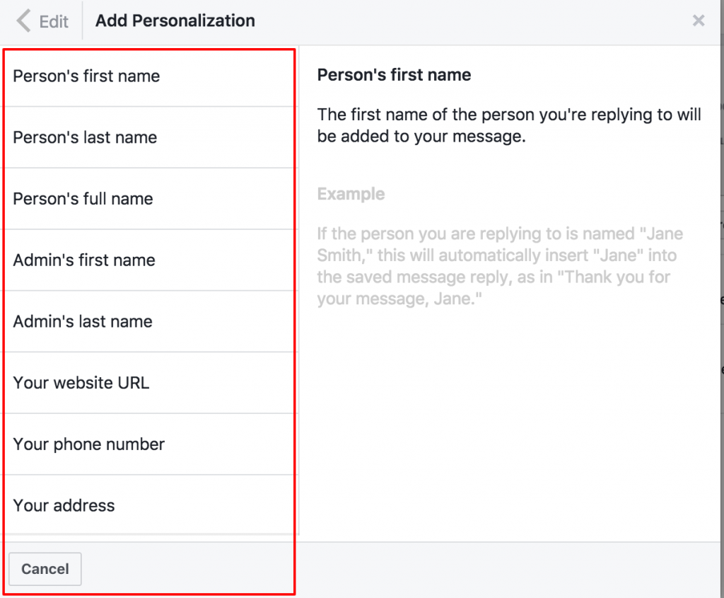 personalize saved reply