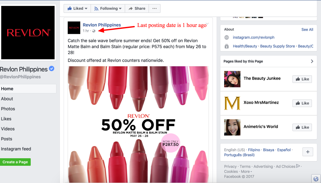 revlon facebook page