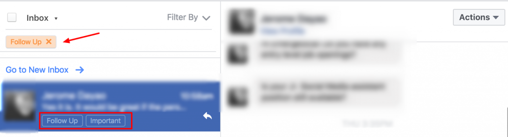 show facebook labels filter