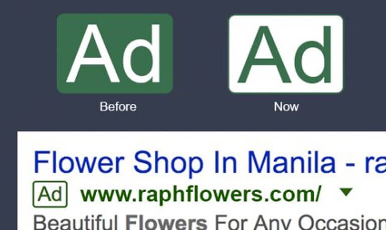 Google Adwords green outlined ad label