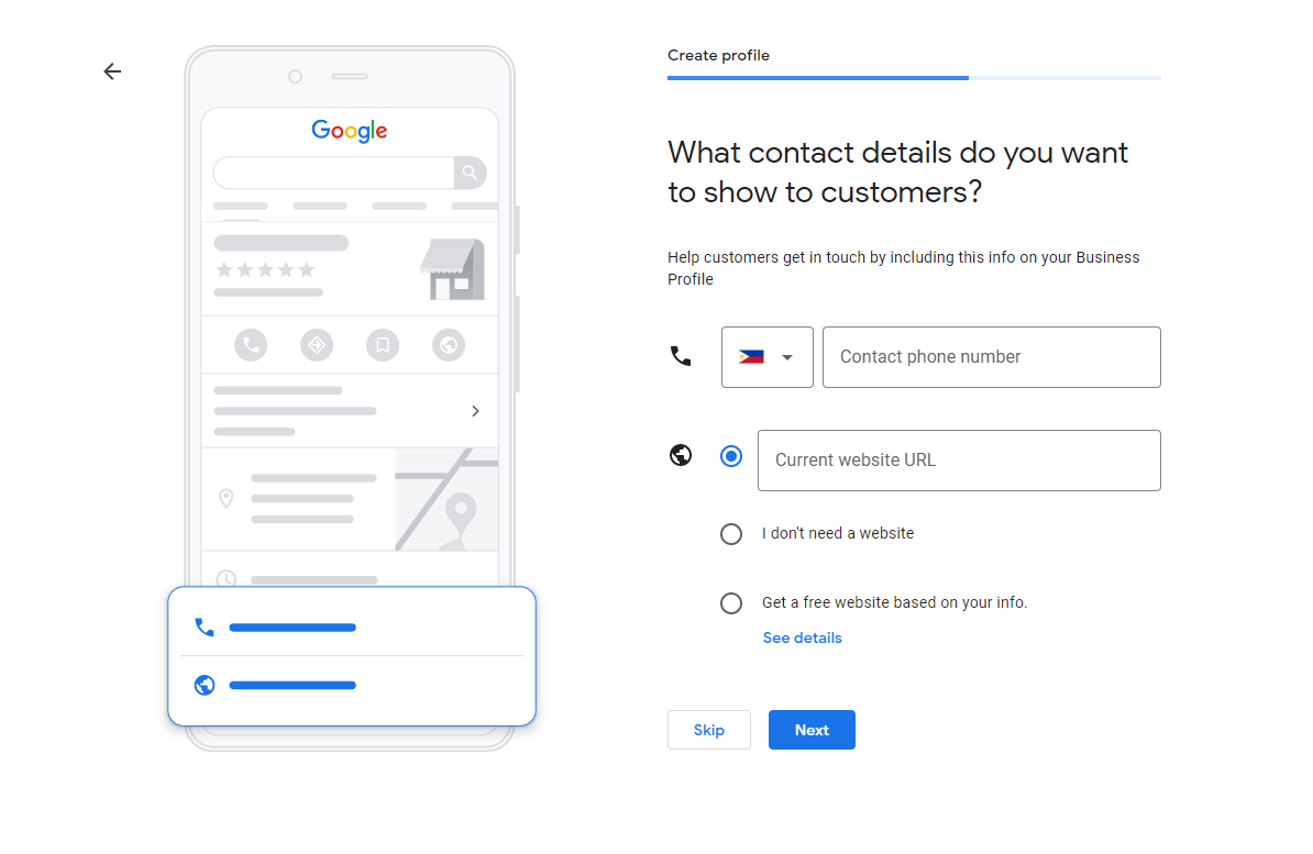 google my business contact